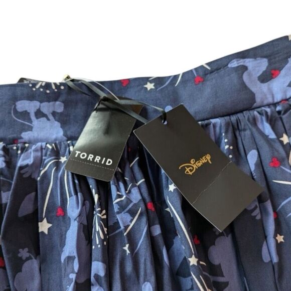 Torrid x Disney Americana Mickey And Friends Blue Mini Poplin Skater Skirt 1 NWT - Picture 8 of 10